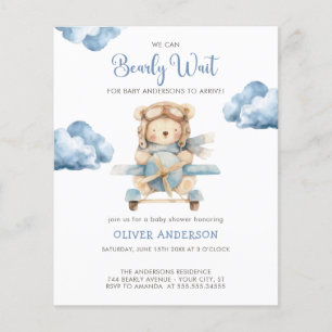Papier Budget BoyTeddy Bear Baby shower invitation