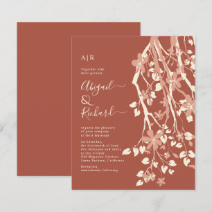 Papier BUDGET Branche fleurs terracota faire-part de mari