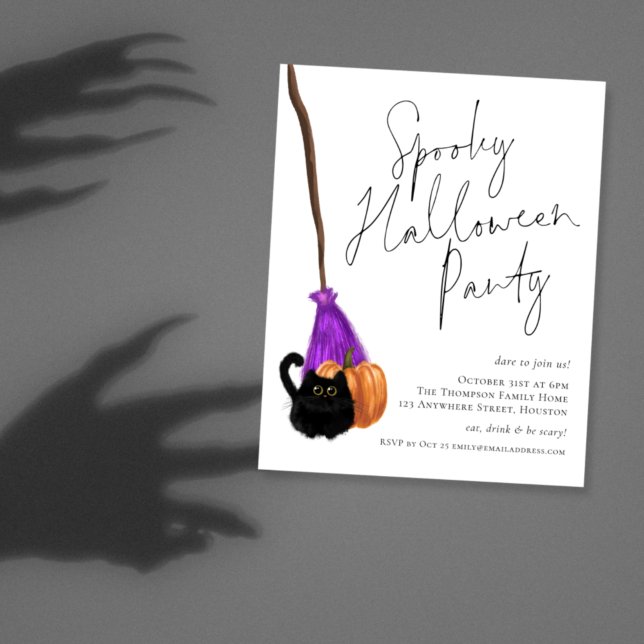 Papier Budget Broomstick Éffrayant Halloween Invitation (Créateur téléchargé)