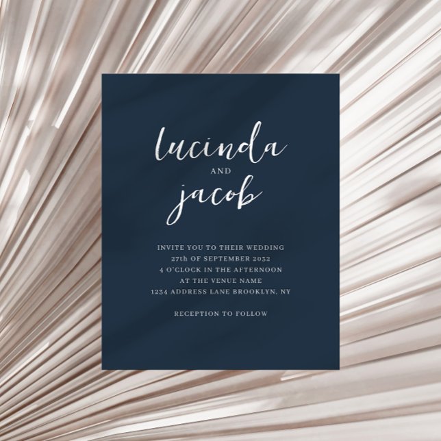 Papier BUDGET Brossé Script classique Marine Mariage bleu (Créateur téléchargé)