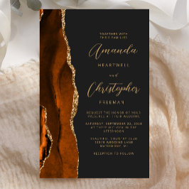 Papier Budget Brûlé Orange Or Agate Mariage foncé