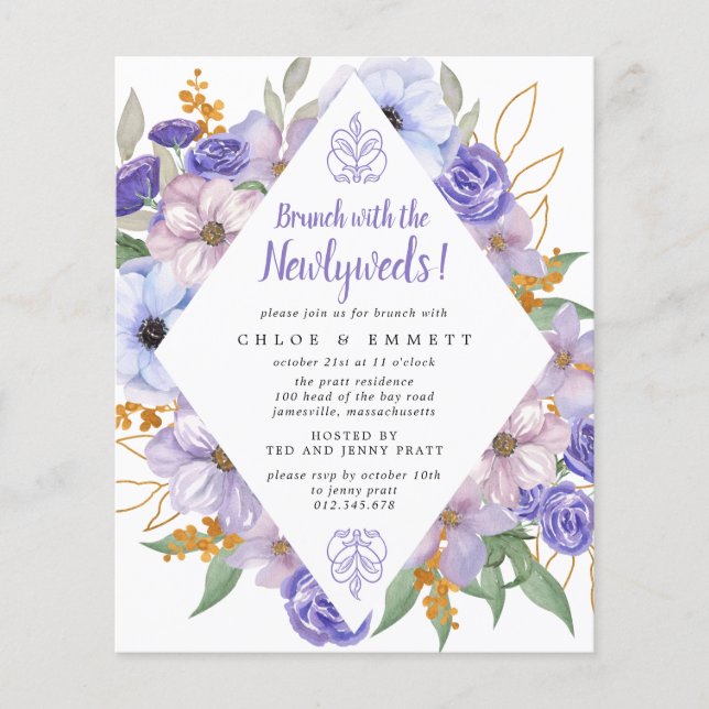 Papier Budget Brunch avec l'invitation pourpre des jeunes (Devant)