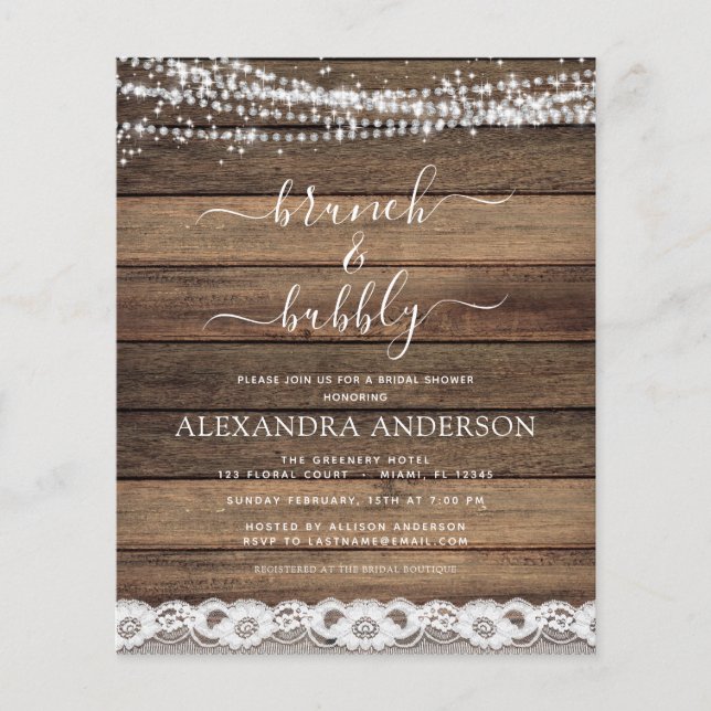 Papier Budget Brunch & Bubbly Rustic Farmhouse (Devant)