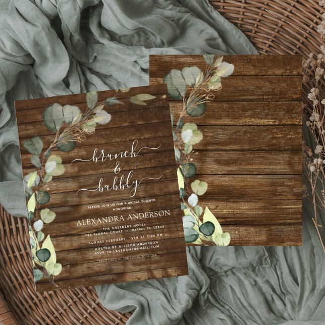 Papier Budget Brunch & Fête des mariées Bubbly Eucalyptus (Créateur téléchargé)