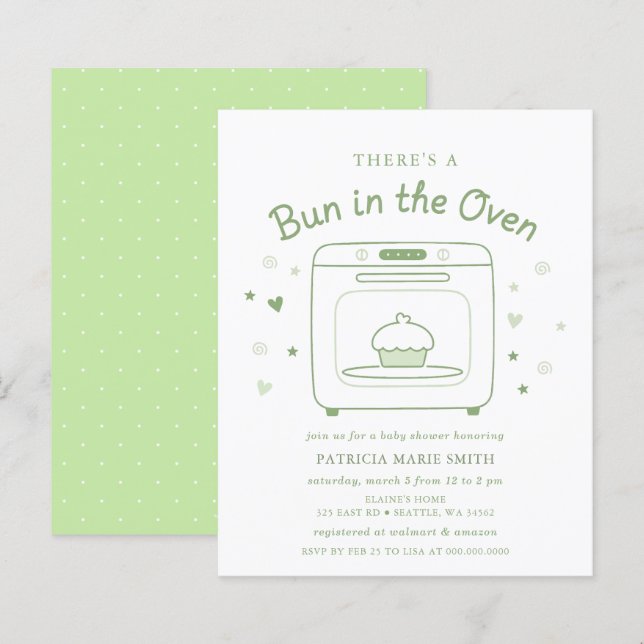 Papier Budget Bun In The Oven Gender Neutral Baby Shower (Devant / Derrière)
