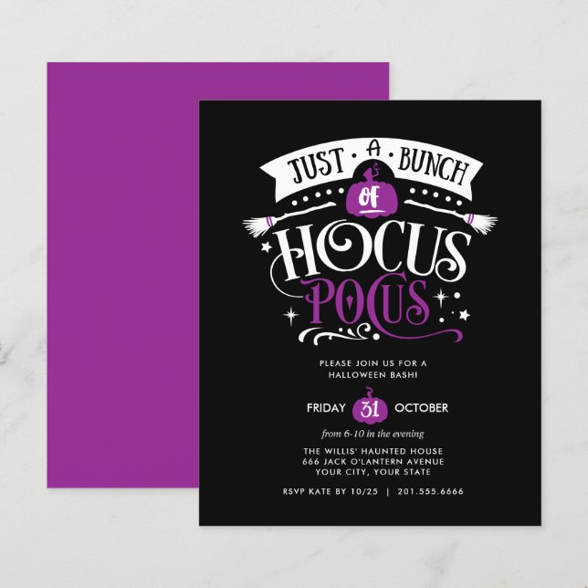 Papier BUDGET Bund'Hocus Pocus Halloween Bash Party (Devant / Derrière)