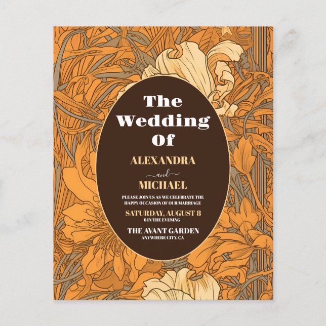 Papier Budget Burange Floral Art Nouveau Mariage (Devant)