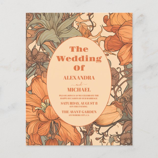 Papier Budget Burange Floral Art Nouveau Mariage (Devant)
