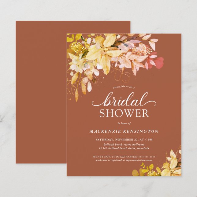 Papier BUDGET Burange Orange or Fête des mariées florale (Devant / Derrière)