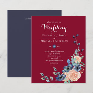 Papier Budget Burgundy Blue Peach Floral Mariage
