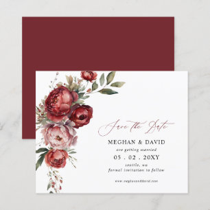 Papier Budget Burgundy Blush Floral Enregistrer la date