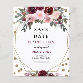 Papier Budget Burgundy Blush Gold Floral Enregistrer la d