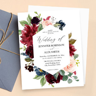 Papier Budget Burgundy, Blush Pink, & Navy Floral Wedding