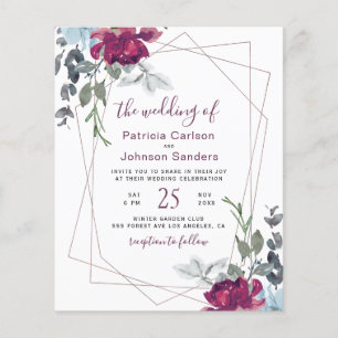 Papier Budget burgundy chic faire-part de mariage florale