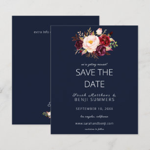 Papier Budget Burgundy Marsa Floral Enregistrer la date -