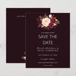 Papier Budget Burgundy Marsa Floral Enregistrer la date -