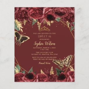 Papier Budget Burgundy Papillon doux 16 Invitation