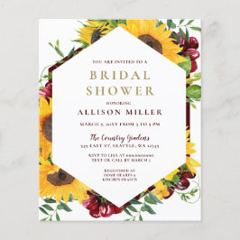 Papier Budget Burgundy Tournesol nuptiale Invitation