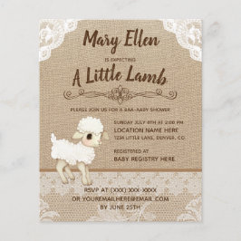 Papier BUDGET Burlap Petit agneau Baby shower Invitation