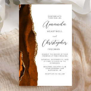 Papier Budget Burnt Orange Gold Agate Mariage Invitation