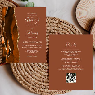 Papier Budget Burnt Orange Rust QR Code Mariage Invitatio