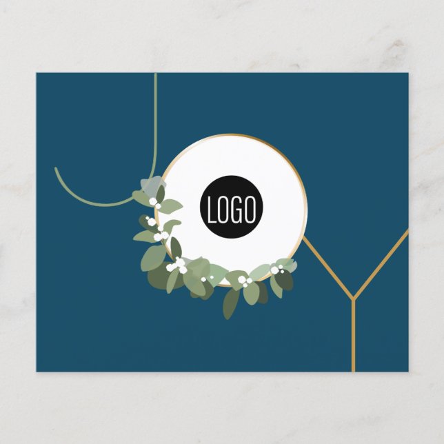 Papier Budget Business Logo Joyeuses Fêtes Joyeux Bleu (Devant)