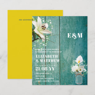 Papier BUDGET Calla Lilies Chic Shabby Mariage Invitation