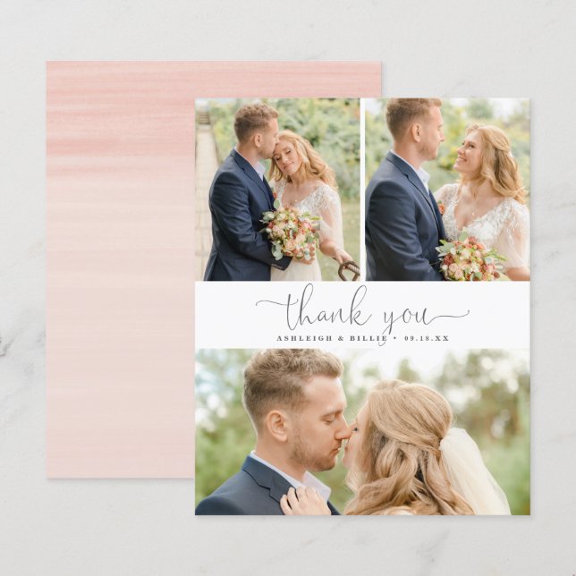 Papier Budget Calligraphie 3 Photo Collage Merci (Devant / Derrière)