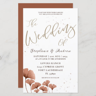 Papier Budget Calligraphie Terracotta Foliage Mariage