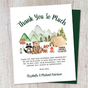 Papier Budget Camping Merci de Baby shower des bois