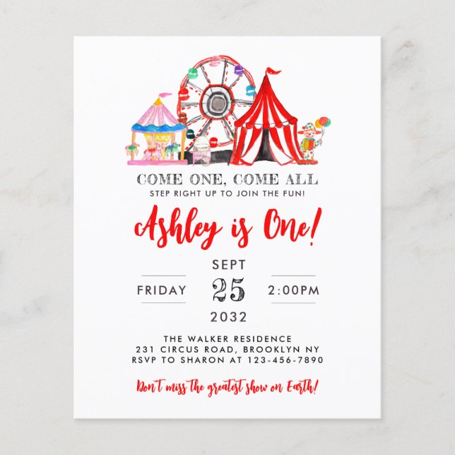 Papier Budget Carnaval Cirque Fair Show Fête Anniversaire (Devant)