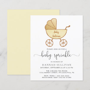 Papier Budget Carriage Jaune Baby Sprinkle Invitation