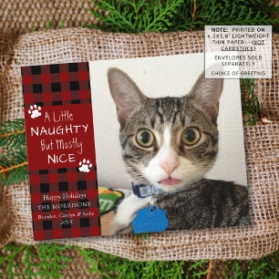 Papier Budget Cat Photo Naughty ou Nice Greeting Card