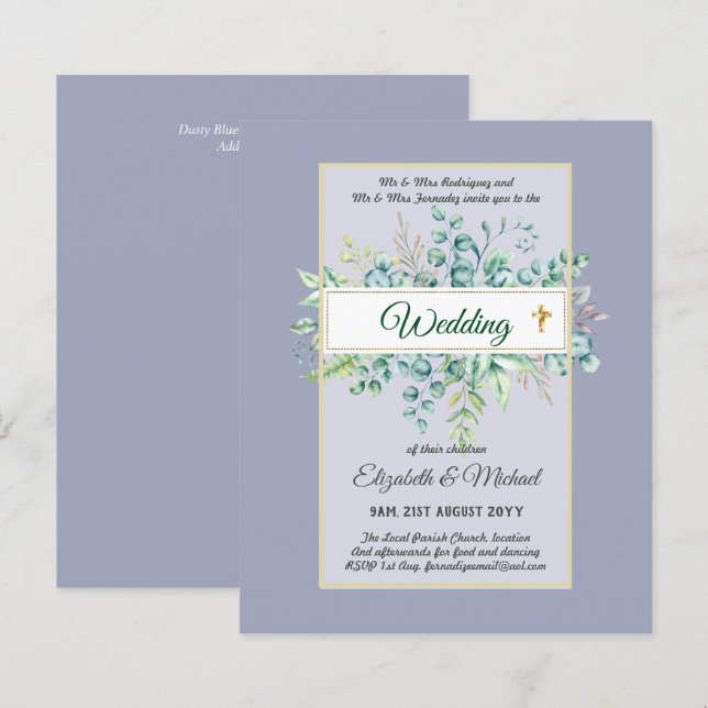 Papier Budget CATHOLIQUE MARIAGE chrétien INVITATIONS ver (Devant / Derrière)