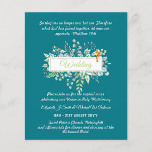Papier BUDGET Catholique Mariage Invitations Croix de ver