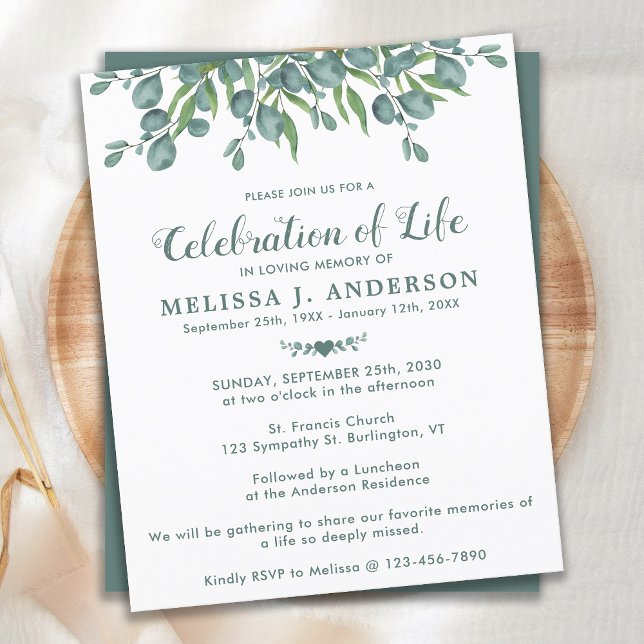 Papier Budget Célébration De La Vie Eucalyptus Green Inv (Créateur téléchargé)