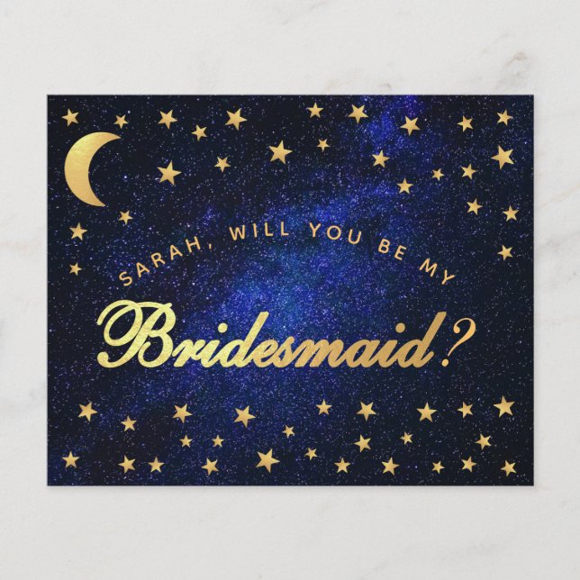 Papier Budget Céleste Gold Stars Bridesmaid Proposition (Devant)