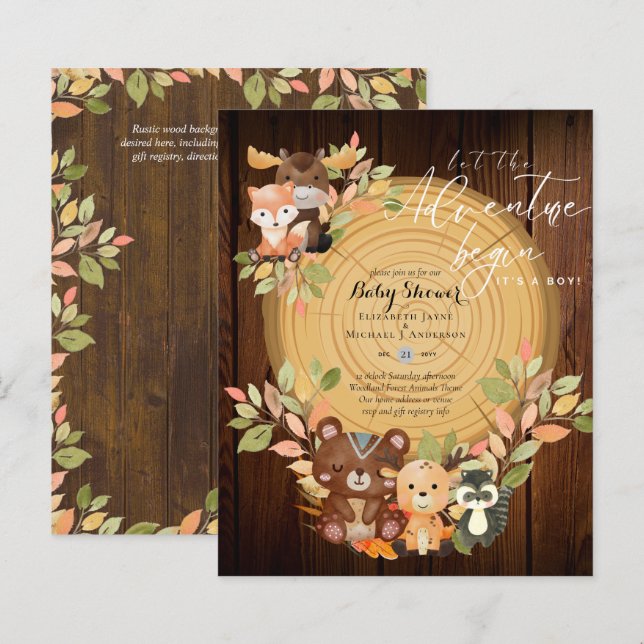 Papier BUDGET C'est un Baby shower d'animaux en bois (Devant / Derrière)