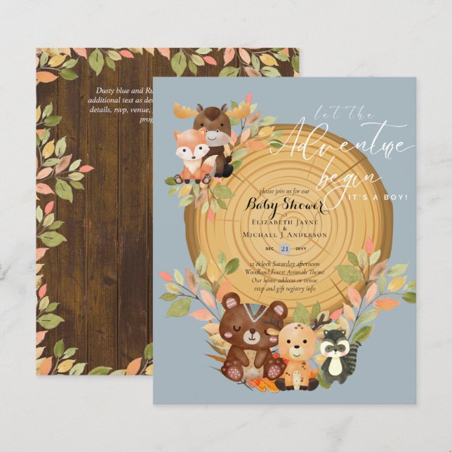 Papier BUDGET C'est un Baby shower d'animaux en bois (Devant / Derrière)
