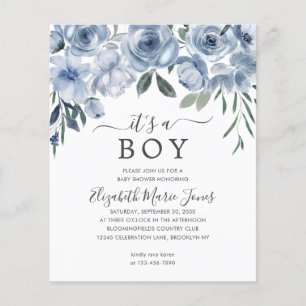 Papier Budget C'est un garçon Dusty Blue Floral Baby show