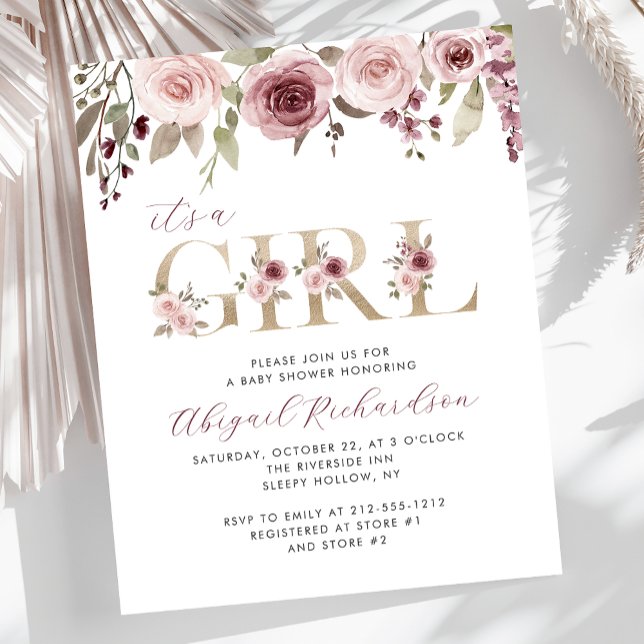 Papier Budget C'est une fille Baby shower Bourgogne (Créateur téléchargé)