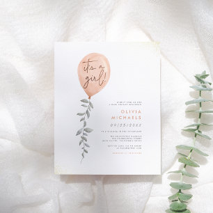 Papier Budget C'Est Une Fille Balloon Baby shower de verd