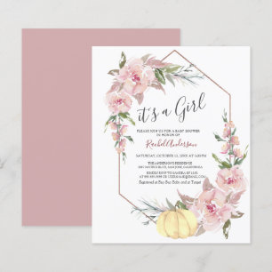 Papier Budget C'est une fille Citrouille Baby shower Invi