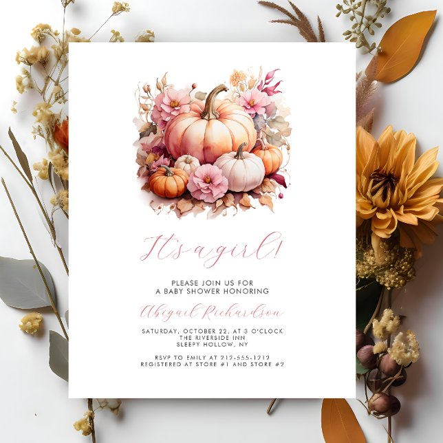 Papier Budget C'est une fille Citrouilles roses Fête prén (Créateur téléchargé)