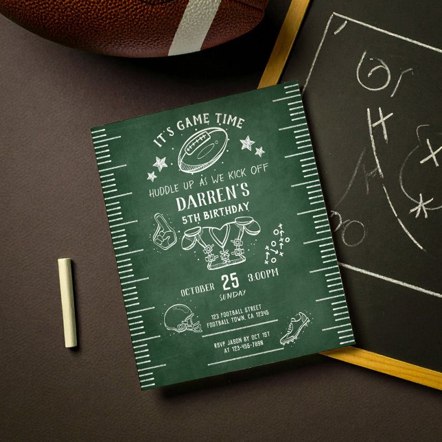 Papier Budget Chalkboard Football Sports Anniversaire Inv (Créateur téléchargé)