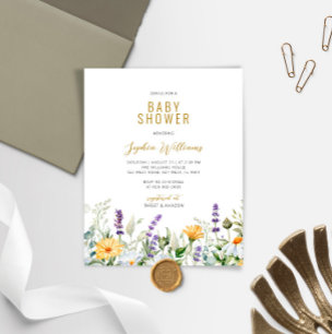 Papier Budget Chamomile Baby shower Floral Invitation