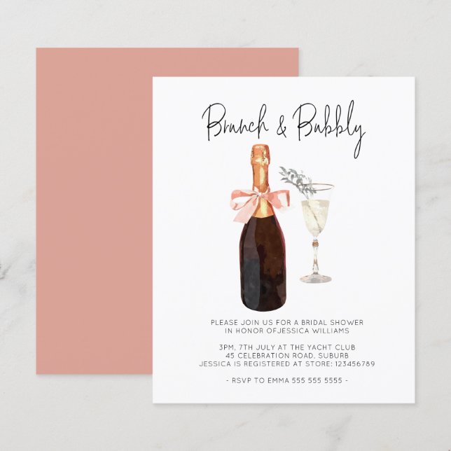 Papier Budget Champagne Brunch & Fête des mariées Bubbly (Devant / Derrière)