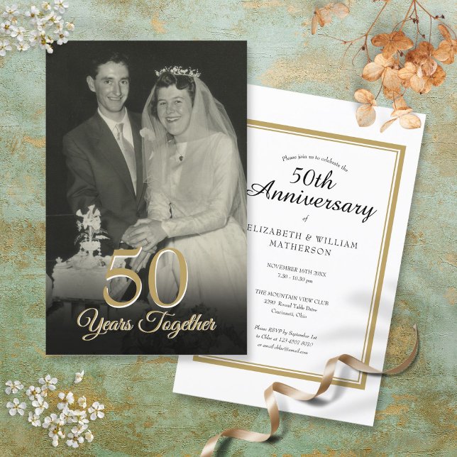 Papier Budget Chaque année Mariage Anniversaire Photo Inv (Budget Any Year Wedding Anniversary Photo Invite)