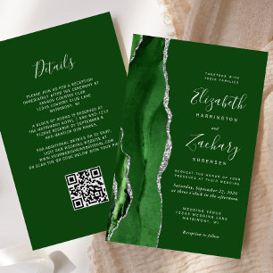 Papier Budget Chasseur Vert Argent QR Code Mariage