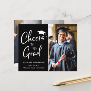 Papier Budget Cheers Photo Black Graduation Faire-part